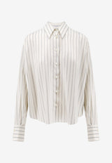 Brunello Cucinelli Striped Silk Shirt White MH770M2A06C001_WHITE BLACK_70014849