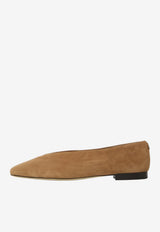 Jimmy Choo Margot Suede Pointed-Toe Flats Brown MARGOT FLAT-SUE-TOFFEE