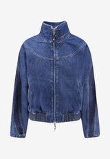 Givenchy Logo Embroidered High-Neck Denim Jacket Blue BW00W5517B420_Medium Blue_66335856