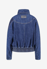 Givenchy Logo Embroidered High-Neck Denim Jacket Blue BW00W5517B420_Medium Blue_66335856