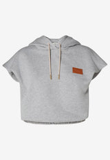 Fendi Logo Patch Cropped Hoodie Gray FS9798AW8BF0TAZ_Grey melange_70026675