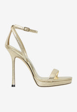 Jimmy Choo Moza 120 Metallic Platform Sandals Platinum MOZA120-DXB-PLATINUM
