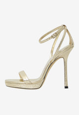 Jimmy Choo Moza 120 Metallic Platform Sandals Platinum MOZA120-DXB-PLATINUM
