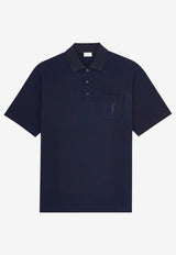Saint Laurent Logo Embroidered Polo T-shirt Blue 862765Y38FL4035_BLEUMINUIT_70333365