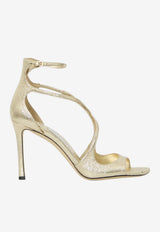 Jimmy Choo Azia 95 Glittered Leather Sandals Platinum AZIA95-DXB-PLATINUM
