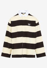 Hybrid Stripe Long-Sleeved Polo T-shirt