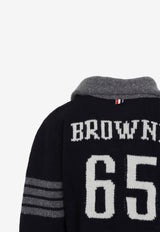 65 Jersey Intarsia Shawl-Collar Cardigan