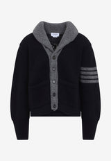 65 Jersey Intarsia Shawl-Collar Cardigan