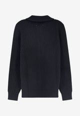 MM6 Maison Margiela Ribbed Zipped Cardigan Black SH0AM0095M13286900_BLACK_70013735