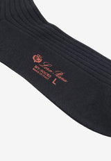Loro Piana Sottile Wool and Silk Ribbed Socks Black FAQ09368000_BLACK_70348022