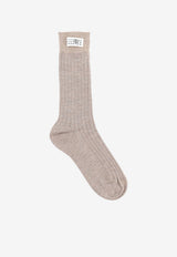 MM6 Maison Margiela Logo Patch Socks Beige S52TL0040M13295733_Beige_70013928
