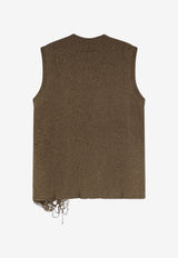 MM6 Maison Margiela Distressed V-neck Top Brown SH0FB0026M13283727S_Khakiblack_70014039