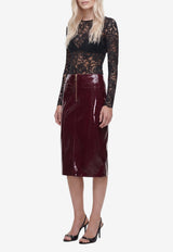 Self-Portrait Faux-Leather Pencil Skirt Bordeaux AW26-080MSK--PU
