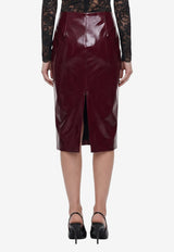 Self-Portrait Faux-Leather Pencil Skirt Bordeaux AW26-080MSK--PU