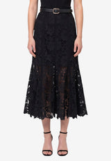 Self-Portrait A-line Lace Midi Skirt Black AW26-049MSK--B