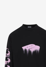 Wet Brush Print Long-Sleeved T-shirt