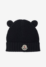 Moncler Kids Babies Wool Knit Beanie with Teddy Bear Ears Blue 3B00005-M1131742_e36cf053-6591-4072-96a1-c4f3462b10d7