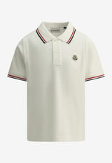 Moncler Kids Boys Logo Patch Polo T-shirt White 8A00005-8496W034_c2cf3d3d-5a0e-4f0f-a7aa-1632d71f7b79