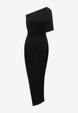 Rick Owens Athena One-Shoulder Wool Knit Midi Dress Black RP02F5627RIBM09_BLACK_70217409