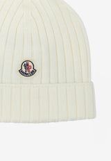 Moncler Kids Boys Wool Knit Beanie White 3B00006-M1131040_4e1137d5-f361-4827-bd0f-89008f352a76