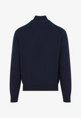Racing-Stripe Half-Zip Pullover Sweater