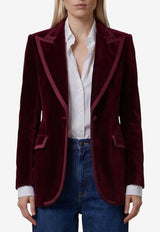 Dolce & Gabbana Single-Breasted Velvet Jacket Bordeaux F2JATT-FUVG7-M2762