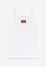 Fendi Logo Patch Ribbed Tank Top White FS7966AW87F0ZNM_WHITE_70026685