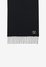 Valentino VLogo Wool Knit Fringed Scarf Blue 9Y2ET028UJC/T_VALE-BLB