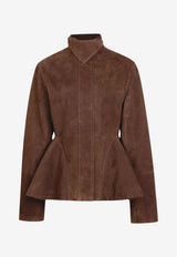 Alaïa Peplum Suede Jacket Brown AA9V1317L053DSUE/T_ALAIA-719