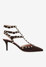 Valentino Rockstud 70 Suede Cage Pumps Brown 9W2S0375CVB/T_VALE-0TO