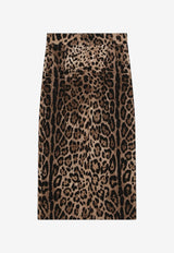 Dolce & Gabbana Leopard Print Cady Midi Skirt Brown F4B6UTFSRKY/T_DOLCE-HY13M