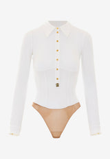 Elisabetta Franchi Long-Sleeved Bodysuit Ivory CB00466E2360_Avorio_70224502