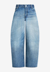 Alaïa Curved-Leg Faded Denim Pants Blue AA9P1406D020DDE/T_ALAIA-A20