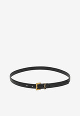 Saint Laurent Cassandre Thin Leather Belt Black 554465DTI0W/S_YSL-1000