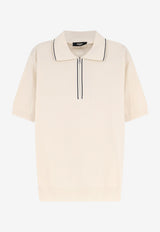 Fendi Half-Zip Ribbed Polo T-shirt Beige FZC174AWZ9F10W6_NATURALE NAVY_70026679