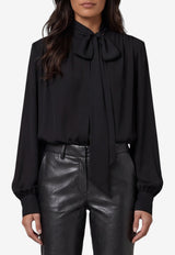Federica Tosi Silk Blouse with Bow Black 31107-304-29