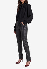 Federica Tosi Silk Blouse with Bow Black 31107-304-29