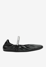 Jimmy Choo Jade Crystal Strap Nappa Leather Ballet Flats Black JADEBALLERINAGKE/T_JIMCH-0C8451