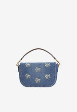 Medium Alltime Embroidered Denim Shoulder Bag