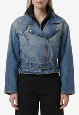 Alaïa Reverse Cropped Denim Jacket Blue AA9V1316D026D--A56