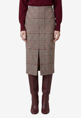 Federica Tosi Glen Plaid Midi Skirt Beige 30707-308-51