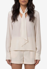 Federica Tosi V-neck Blouse with Scarf White 31104-304-02