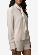 Federica Tosi V-neck Blouse with Scarf White 31104-304-02
