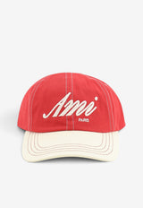 AMI PARIS Logo Embroidered Baseball Cap Red UCP293AW0053A202_ROUGERUBIS/NOIR_70231721