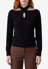 Federica Tosi Cross-Over Neckline Sweater Black 32010-352-29