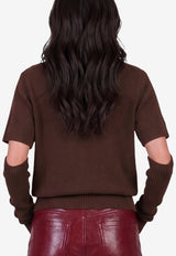 Federica Tosi Wool and Cashmere Knit High-Neck Top Brown 32009-352-69