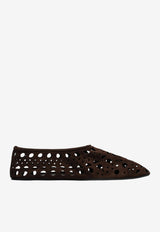 Alaïa Perforated Suede Ballet Flats Brown AA3A1039I236LE/T_ALAIA-719