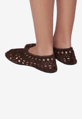 Alaïa Perforated Suede Ballet Flats Brown AA3A1039I236LE/T_ALAIA-719