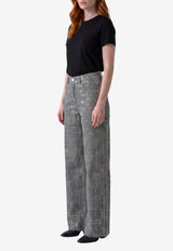 Federica Tosi Sequin-Embroidered Denim Pants Gray 30822-307-80