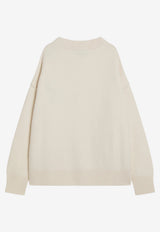AMI PARIS Intarsia Knit Ami De Coeur Cardigan White UKC367U018/T_AMI-151